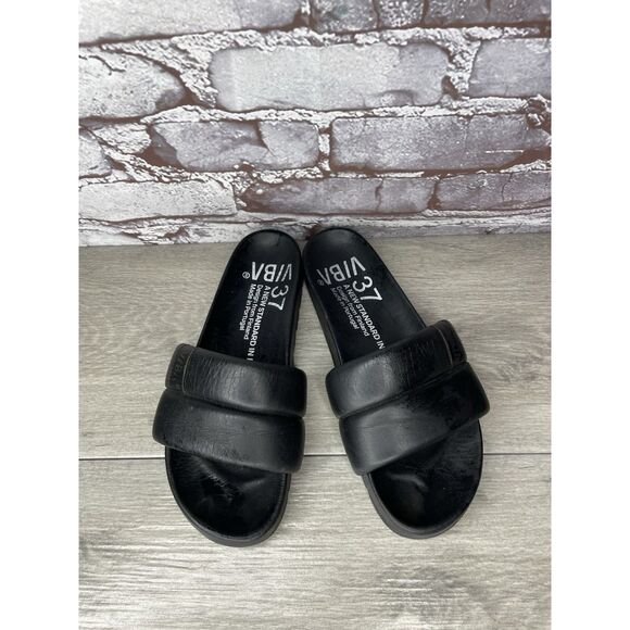 VIBA Porto Preto Black Leather Portugal Slides Sandals Women’s Sz 37EU/6.5M US - Picture 13 of 16